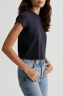 AG AG Sadie Crop T-Shirt in Super Black — Women Winter black Tops