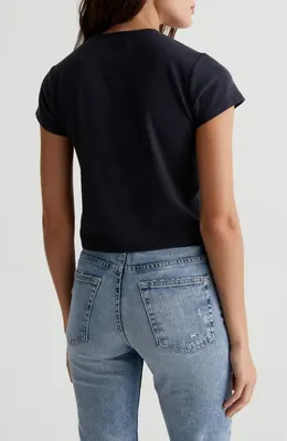 AG AG Sadie Crop T-Shirt in Super Black — Women Winter black Tops