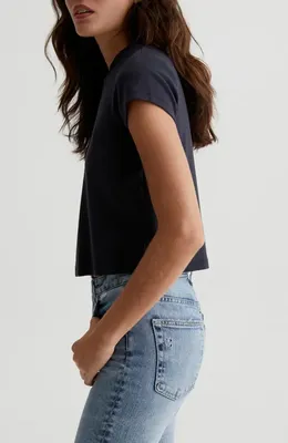 AG AG Sadie Crop T-Shirt in Super Black — Women Winter black Tops