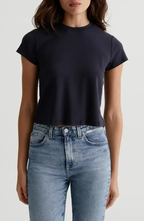 AG AG Sadie Crop T-Shirt in Super Black — Women Winter black Tops