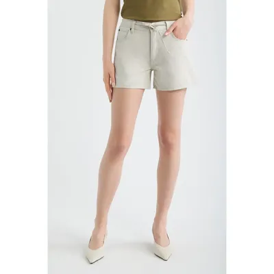 FRAME FRAME The Off Duty Drawstring Cotton & Linen Shorts in Natural Ecru — Women Spring ivory Shorts