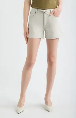 FRAME FRAME The Off Duty Drawstring Cotton & Linen Shorts in Natural Ecru — Women Spring ivory Shorts