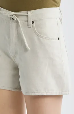 FRAME FRAME The Off Duty Drawstring Cotton & Linen Shorts in Natural Ecru — Women Spring ivory Shorts
