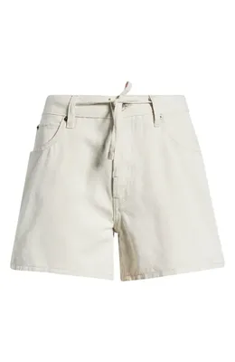 FRAME FRAME The Off Duty Drawstring Cotton & Linen Shorts in Natural Ecru — Women Spring ivory Shorts