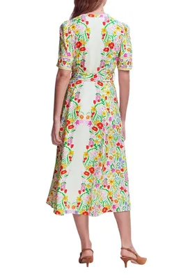 Boden Boden Kate Floral Puff Sleeve Belted Shirtdress in Ivory Garden Placement — Women Spring ivory Dresses