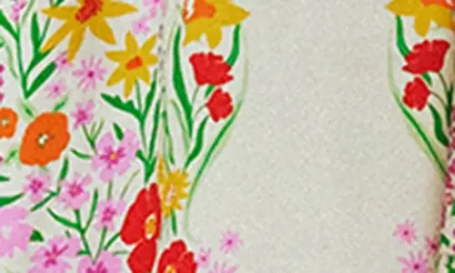 Boden Boden Kate Floral Puff Sleeve Belted Shirtdress in Ivory Garden Placement — Women Spring ivory Dresses