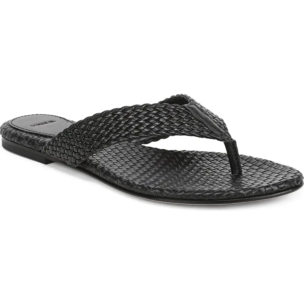 Vince Vince Lotus Flip Flop in Black — Women Winter black Shoes