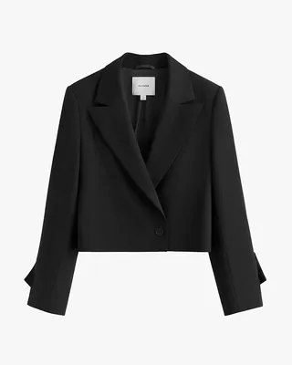 Cuyana Wool Cropped Blazer - Black / in black — Winter black Outerwear