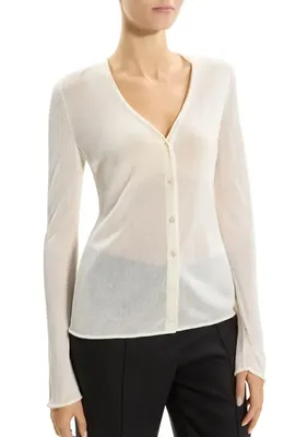 Theory Theory Lust Sheer Jersey Cardigan in Ivory — Women Spring white Sweaters & Knits