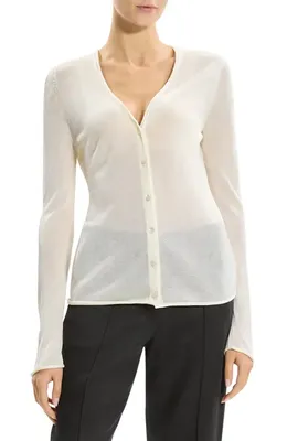 Theory Theory Lust Sheer Jersey Cardigan in Ivory — Women Spring white Tops