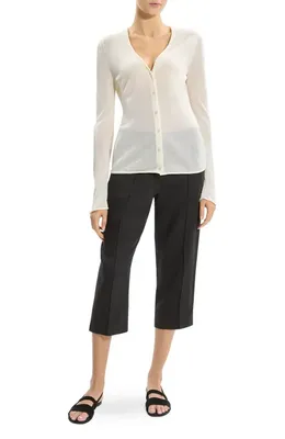Theory Theory Lust Sheer Jersey Cardigan in Ivory — Women Spring white Tops