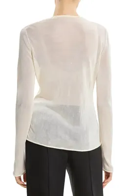 Theory Theory Lust Sheer Jersey Cardigan in Ivory — Women Spring white Tops