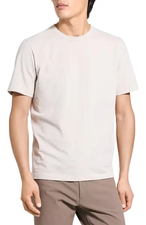 Theory Theory Essential in Cosmos Slub Cotton Tee in Silver Cloud — Men Spring white Tops