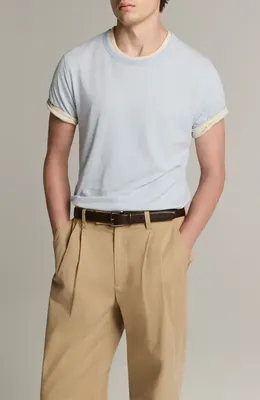 Vince Vince Fine Slub Layered Look Pima Cotton T-Shirt in Playa Blue/Smock Whi — Men Summer white Tops