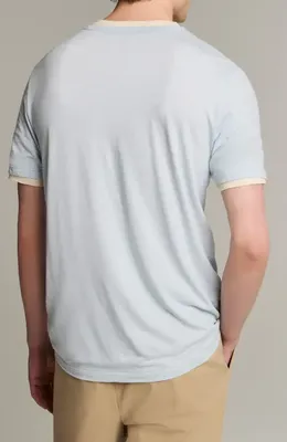 Vince Vince Fine Slub Layered Look Pima Cotton T-Shirt in Playa Blue/Smock Whi — Men Summer white Tops