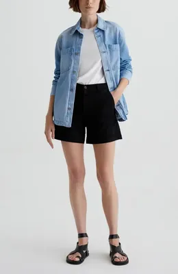 AG AG Jude Stretch Twill Shorts in Sulfur Black — Women Winter black Shorts