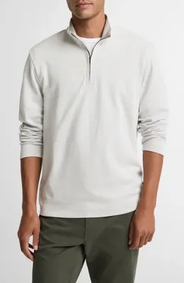 Vince Vince Double Face Cotton Blend Quarter Zip Pullover in Off White/Jet — Men Winter white Sweaters & Knits