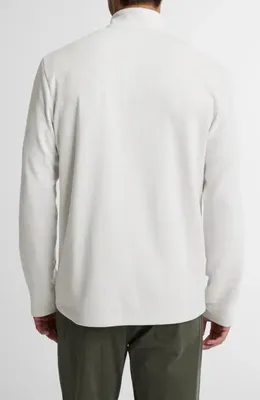 Vince Vince Double Face Cotton Blend Quarter Zip Pullover in Off White/Jet — Men Winter white Sweaters & Knits