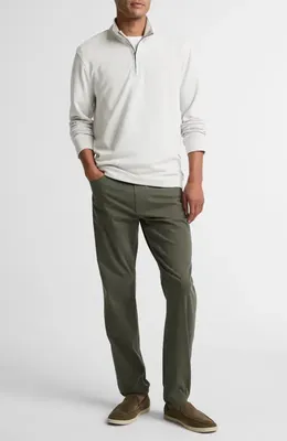 Vince Vince Double Face Cotton Blend Quarter Zip Pullover in Off White/Jet — Men Winter white Sweaters & Knits