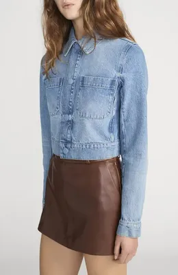 FRAME FRAME The Small Denim Jacket in Dawn — Women Spring silver Outerwear