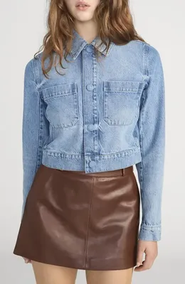 FRAME FRAME The Small Denim Jacket in Dawn — Women Spring silver Outerwear