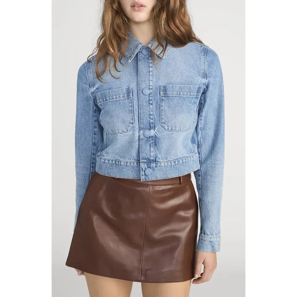 FRAME FRAME The Small Denim Jacket in Dawn — Women Spring silver Outerwear