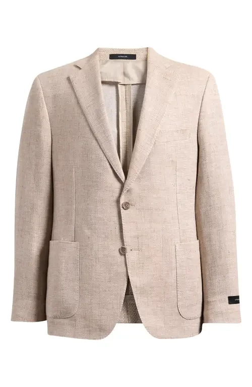 Vince Vince Icon Relaxed Fit Tan Mélange Cotton & Linen Sport Coat in Beige — Men Autumn tan Outerwear