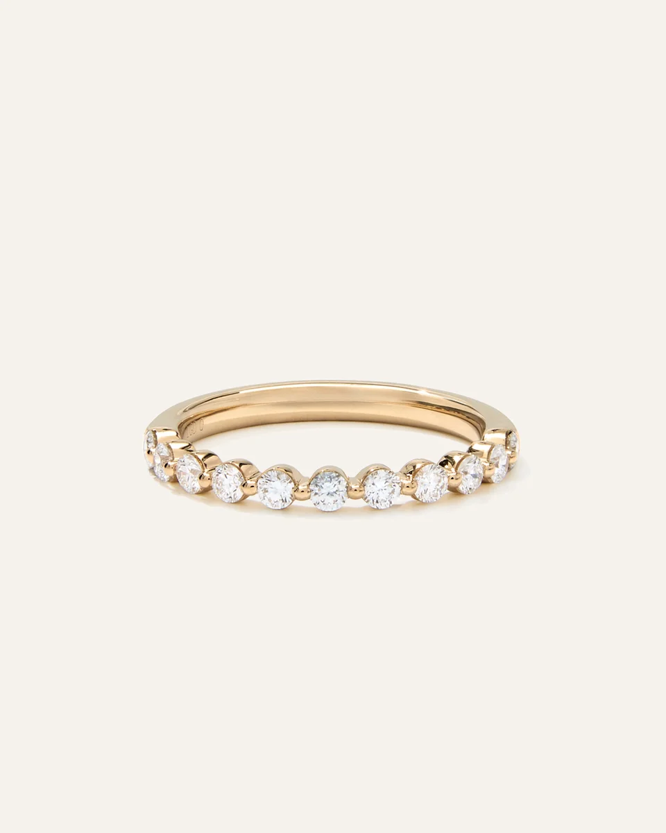 Quince Quince | Women's Lab Grown Diamond Single Shared Prong Halfway Band Rings in Yellow Gold — Women Spring gold Jewelry