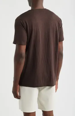 AG AG Bryce Crewneck Stretch Linen T-Shirt in Oak Barrel — Men Autumn chocolate Tops