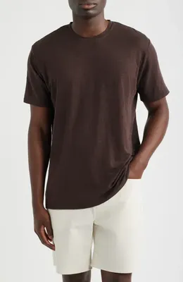 AG AG Bryce Crewneck Stretch Linen T-Shirt in Oak Barrel — Men Autumn chocolate Tops