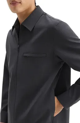 Theory Theory Travel Motion Wool Blend Overshirt in Charcoal Melange — Men Winter grey Tops