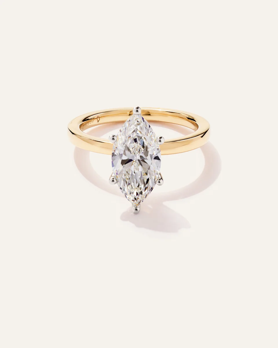 Quince Quince | Women's Lab Grown Diamond Marquise Comfort Fit Engagement Ring 2.5ct in Yellow Gold — Women Spring gold Accessories