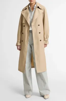 Vince Vince Fine Twill Trench Coat in Pumice Stone — Women Autumn beige Outerwear