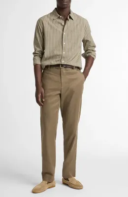 Vince Vince Tryon Stripe Button-Up Shirt in Kalamata/smock White — Men Autumn beige Tops