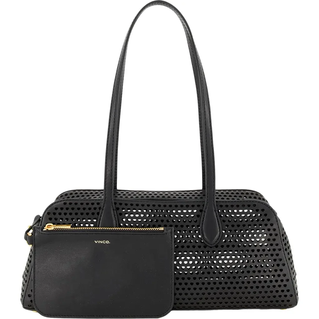 Vince Vince Athene Perforated Leather East/West Shoulder Bag in Black — Women Winter black Accessories