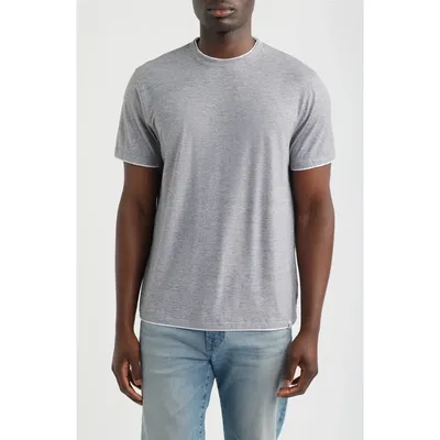 AG AG Como Double Layer Crewneck T-Shirt in Heather Grey/true White — Men Summer grey Tops