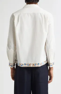 Bode Bode Nouveau Vine Long Sleeve Button-Up Shirt in Cream — Men Spring white Tops