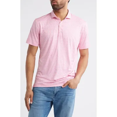 johnnie-O johnnie-O Four Leaf Clover Print Featherweight Performance Polo in Azalea — Men Spring pink Tops