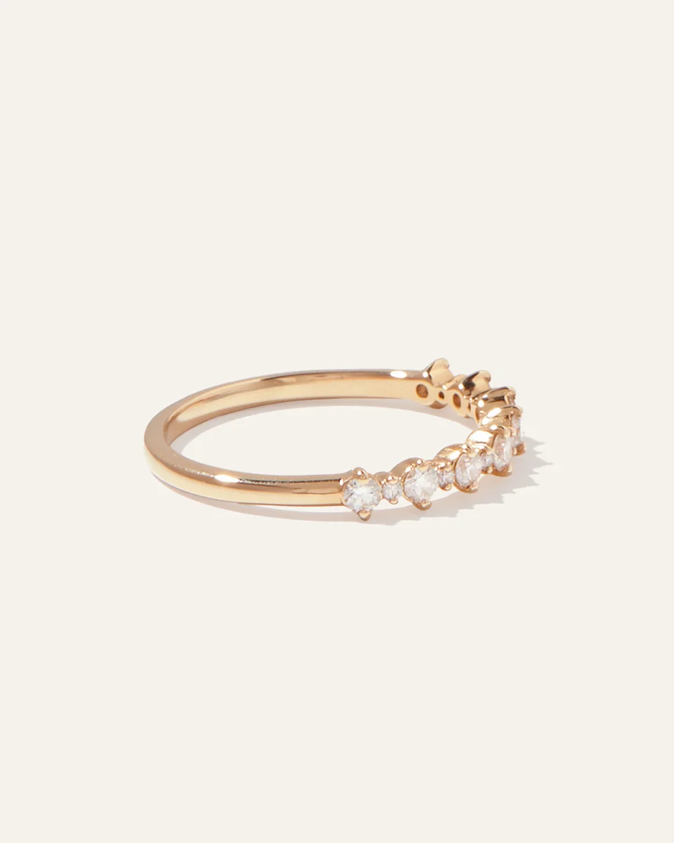 Quince Quince | Women's 14K Gold Natural Diamond Alternating Round Band Rings in Yellow Gold — Women Autumn gold Jewelry