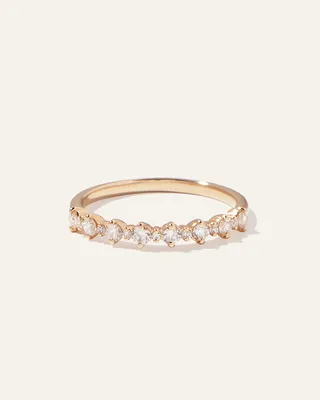 Quince Quince | Women's 14K Gold Natural Diamond Alternating Round Band Rings in Yellow Gold — Women Autumn gold Jewelry