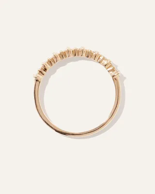 Quince Quince | Women's 14K Gold Natural Diamond Alternating Round Band Rings in Yellow Gold — Women Autumn gold Jewelry