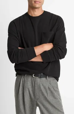 Vince Vince Long Sleeve Sueded Jersey Top in Black — Men Winter black Tops