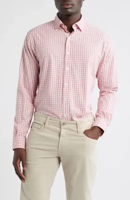 johnnie-O johnnie-O Westwood Plaid Button-Up Shirt in Lobster — Men Spring pink Tops