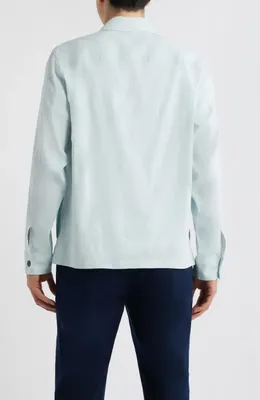 Theory Theory Linen Blend Overshirt Jacket in Dark Icy Dew — Men Winter white Outerwear