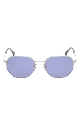 rag & bone rag & bone 53mm Geometric Sunglasses in Silver /Navy Horn /Blue in Silver/Navy Horn/Blue — Unisex Winter silver Accessories