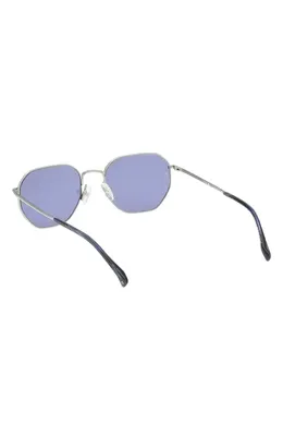 rag & bone rag & bone 53mm Geometric Sunglasses in Silver /Navy Horn /Blue in Silver/Navy Horn/Blue — Unisex Winter silver Accessories