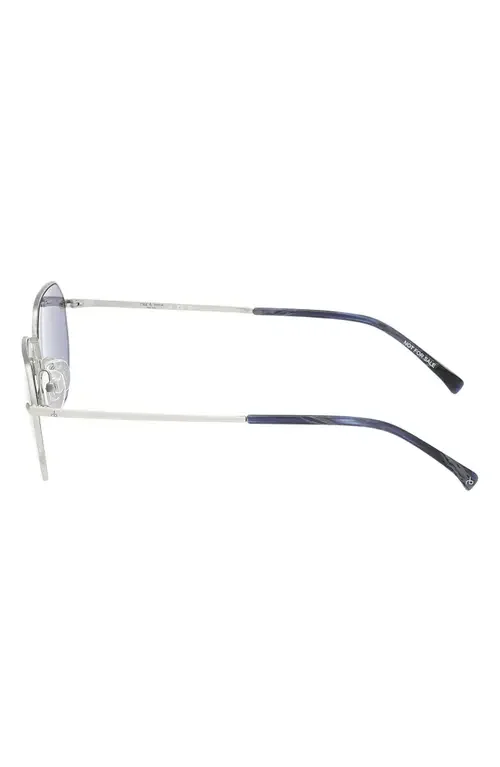 rag & bone rag & bone 53mm Geometric Sunglasses in Silver /Navy Horn /Blue in Silver/Navy Horn/Blue — Unisex Winter silver Accessories