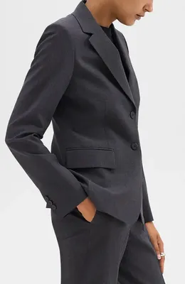 Theory Theory Carissa Good Wool Blazer in Charcoal Melange — Women Winter black Blazers