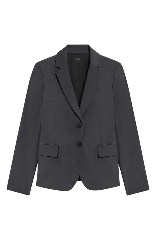 Theory Theory Carissa Good Wool Blazer in Charcoal Melange — Women Winter black Blazers