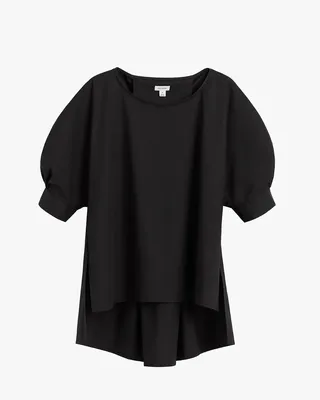 Cuyana Poplin High Low Top - Black / in black — Winter black Tops